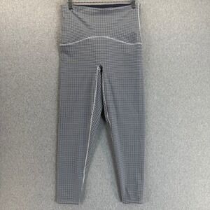 Spanx Booty Boost Navy Blue Houndstooth Leggings High Waist Tummy Control Medium